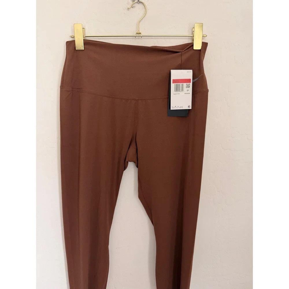 Nike Zenvy Gentle-Support High-Waisted 7/8 Lightweight Leggings Brown Sz L NWT